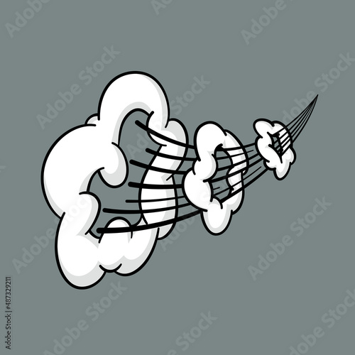 Comic cloud or smoke, cartoon vector motion effects, and explosions