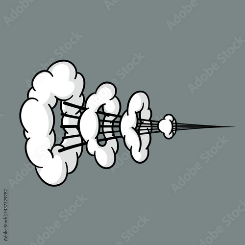 Comic cloud or smoke, cartoon vector motion effects, and explosions