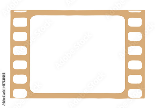 Film in the form of a tape with perforation on the edges as mockup. Copy space. Hand drawn.
