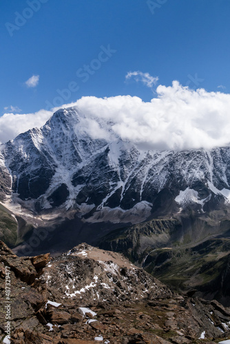 Greater Caucasus Range.  Glacier Seven on mount Donguz-Orun in Elbrus region. Summer landscape © Maksim