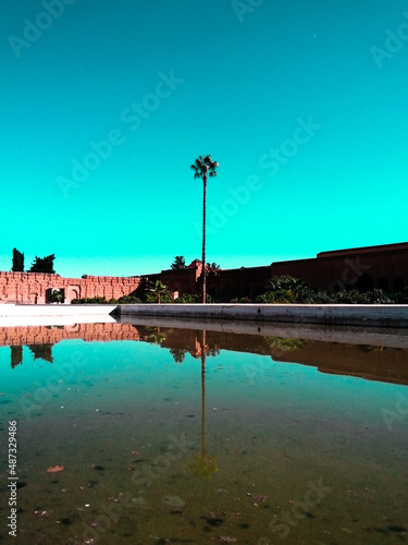 The courtyard of the El Badii palace is one of the historical monuments of Marrakech