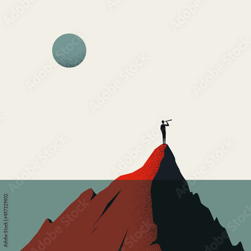 Business vision and future vector concept. Symbol of visionary, leadership, success. Minimal illustration