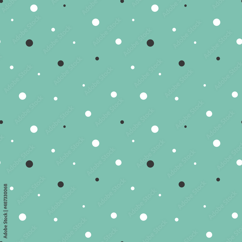 Polka dot on green background. Basic seamless pattern