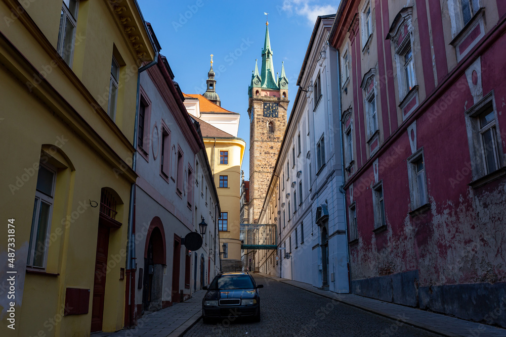 Street in downtown of Klatovy, Czechia