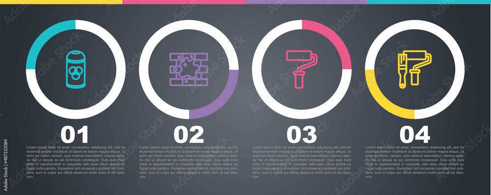 Set line Paint spray can, Painting the house, roller brush and . Business infographic template. Vector Set line Paint spray can, Painting the house, roller brush and . Business infographic template. Vector