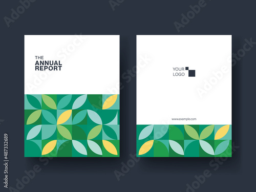 Annual business report cover vector template with ecology theme. Modern brochure layout. Minimal design illustration.