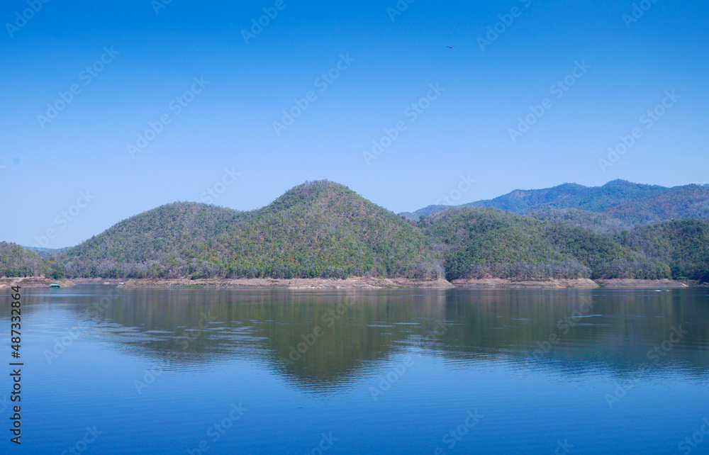 Landscape river and mountains Mae Ngad Dam