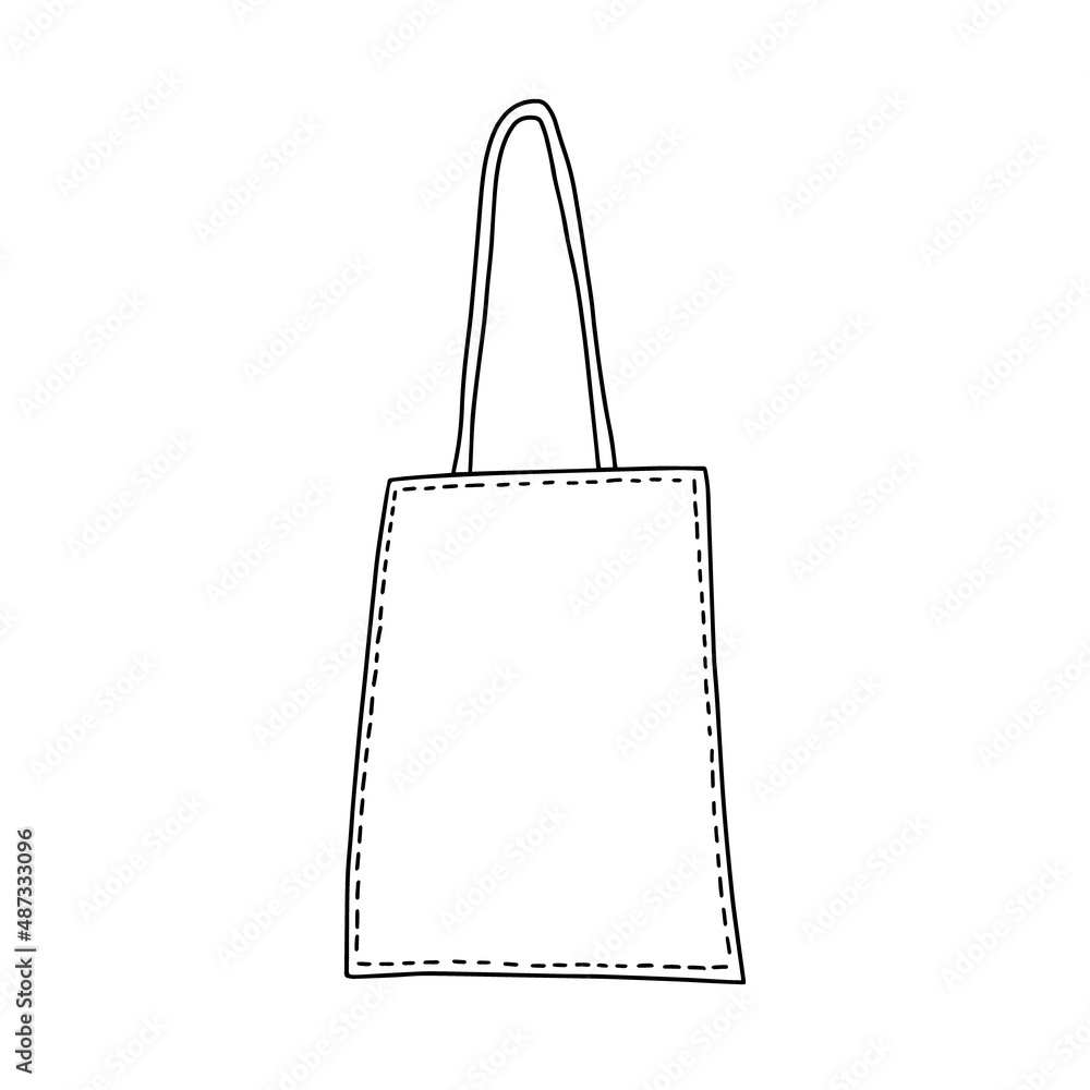 Vector hand bag eco illustration. Doodle eco market bag isolated. Vector hand bag eco illustration. Doodle eco market bag isolated.