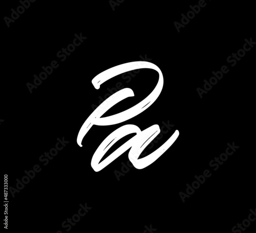 White Vector Letters Logo Brush Handlettering Calligraphy Style In Black Background Initial pa