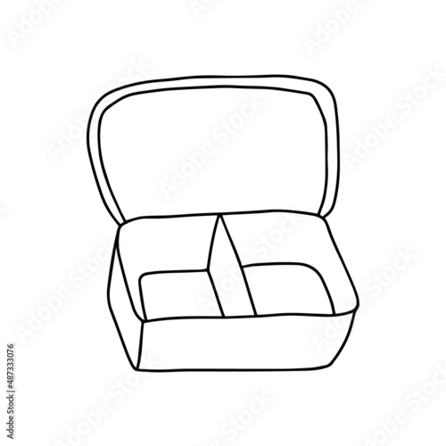Doodle eco lunch box illustration. Hand drawn lunch box zero waste