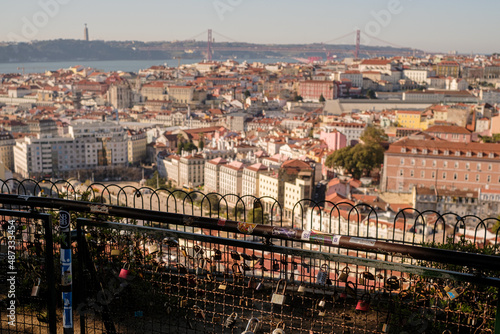 Obraz na płótnie Lisbon panorama with Miradouro Nossa Senhora do Monte w salonie