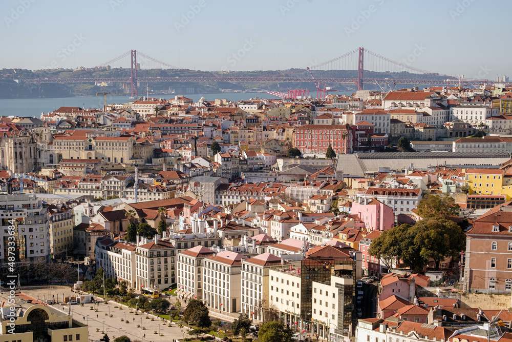 Lisbon panorama with Miradouro Nossa Senhora do Monte