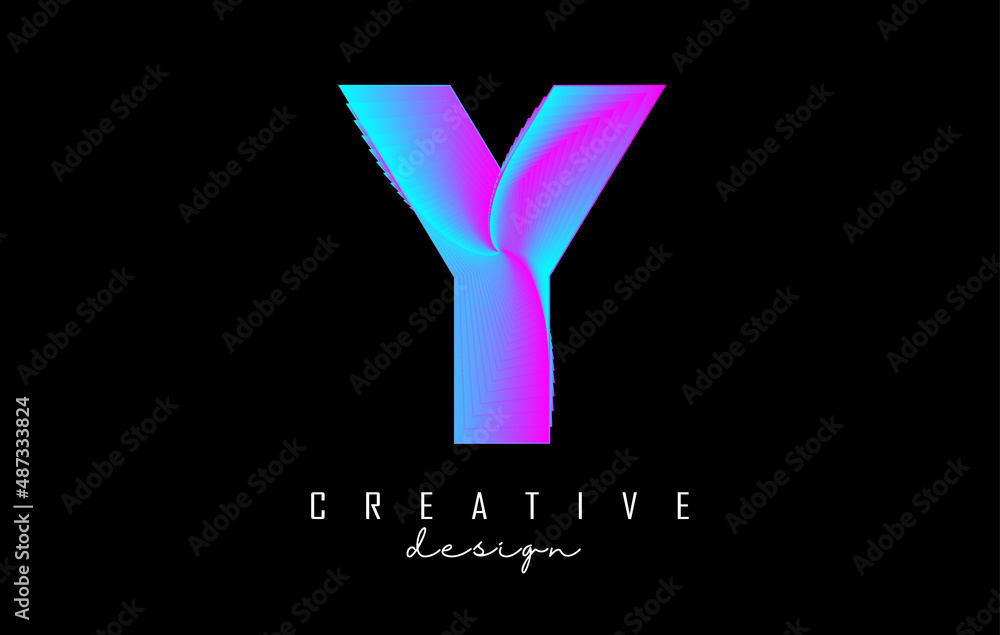 Purple Letter Y logo with lines and spiral effect. Vector illustration with geometric typography. Purple Letter Y logo with lines and spiral effect. Vector illustration with geometric typography.