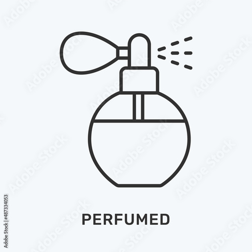 Perfumed line icon. Vector illustration of aromatic flacon. Black outline pictogram for fragrance product