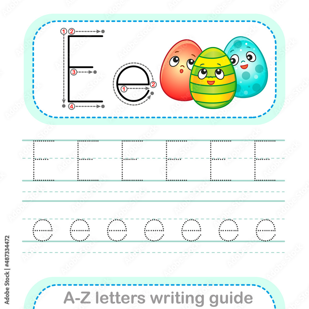 Letter Writing Guide. Worksheet Tracing letters E. Uppercase and ...