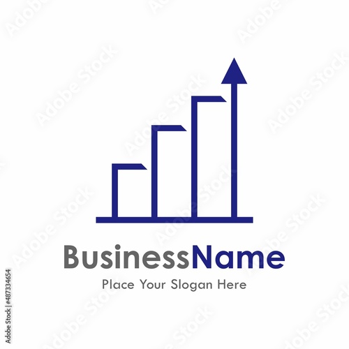 Growth chart bar diagram with arrow vector logo template. Suitable for business, web, financial, economy, accounting, progressing and art