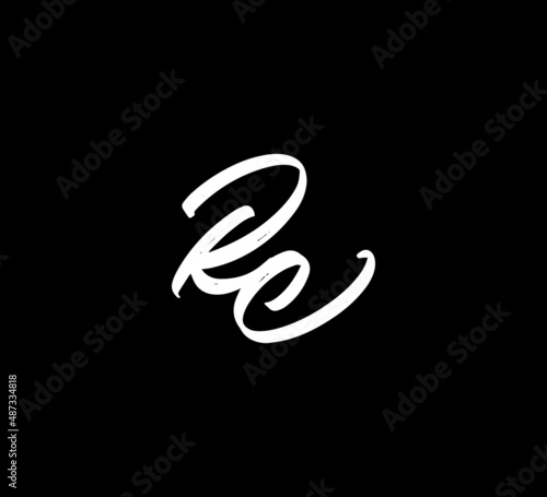 White Vector Letters Logo Brush Handlettering Calligraphy Style In Black Background Initial rc