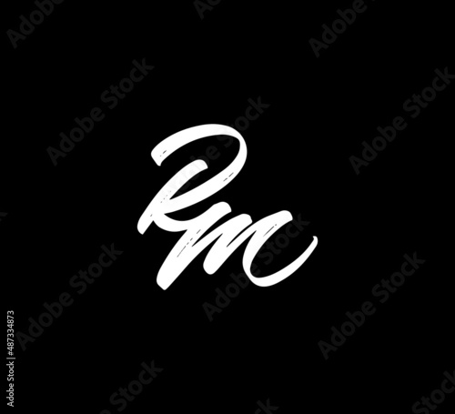 White Vector Letters Logo Brush Handlettering Calligraphy Style In Black Background Initial rm