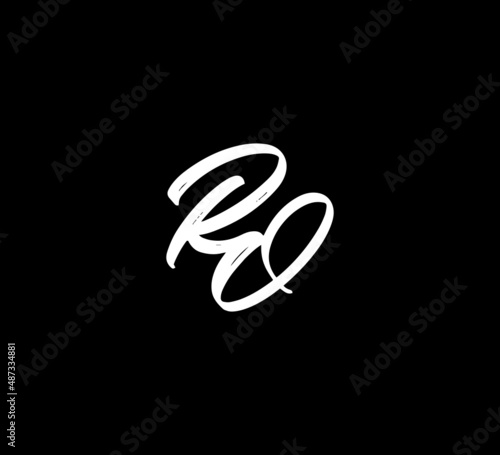 Tablou pe pânză White Vector Letters Logo Brush Handlettering Calligraphy Style In Black Backgro