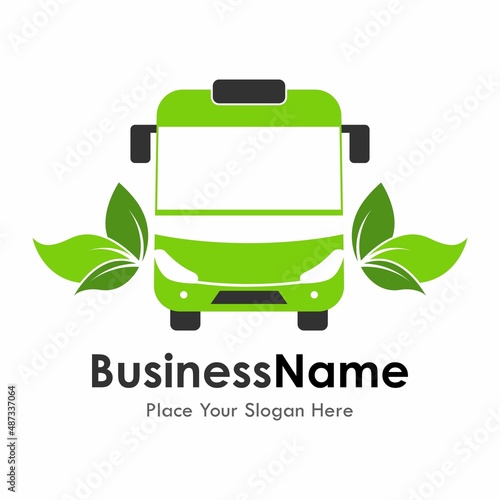 Eco bus leaf vector logo template. Suitable for business, web, natural, creative and art
