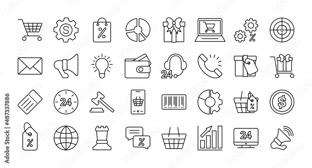 Collection of marketing icons. Web Marketing design. Vector illustration of business concept. Management strategy.