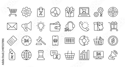 Collection of marketing icons. Web Marketing design. Vector illustration of business concept. Management strategy.