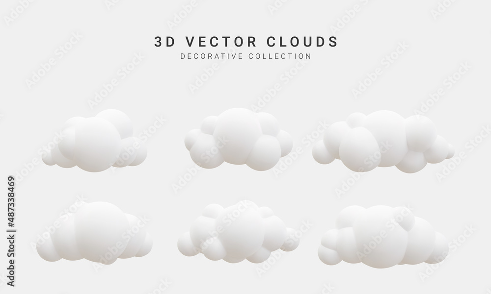 Fototapeta premium 3d realistic clouds collection. Vector illustration