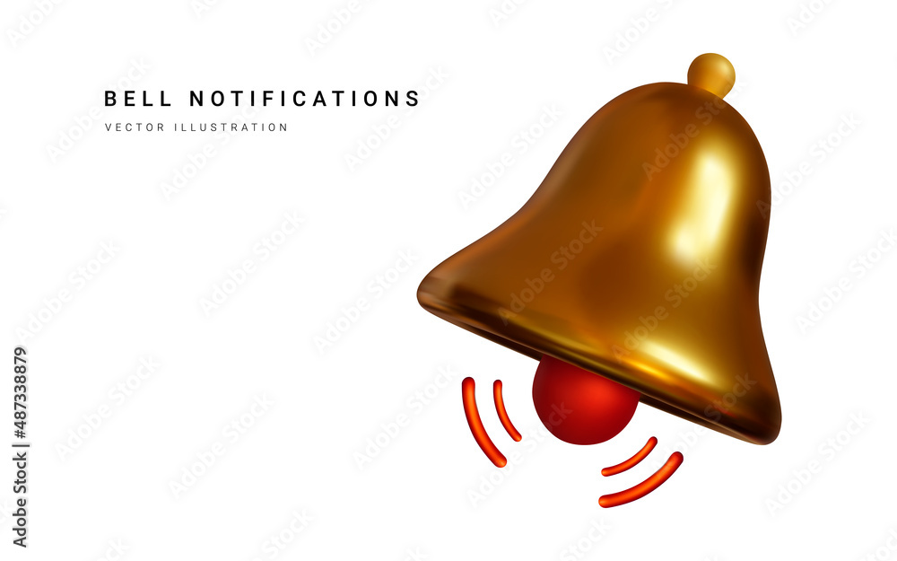 3d realistic notification bell . Vector illustration 3d realistic notification bell . Vector illustration