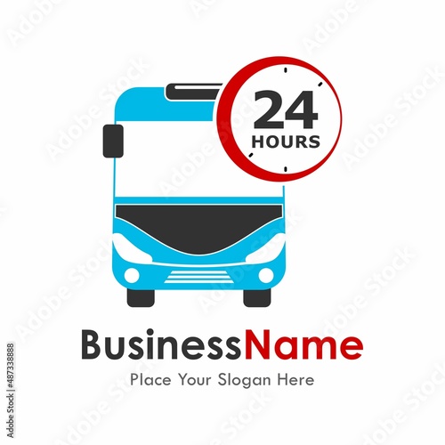 Bus 24 hour nonstop vector logo design. Suitable for business. transportation, art and design.