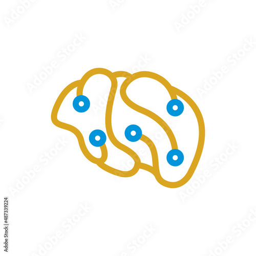 Creative brain tech logo design in line art