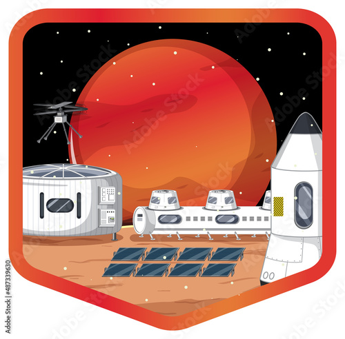 Settlement in the space badge on white background
