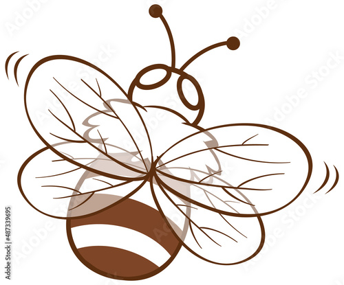 Bee in doodle simple style on white background