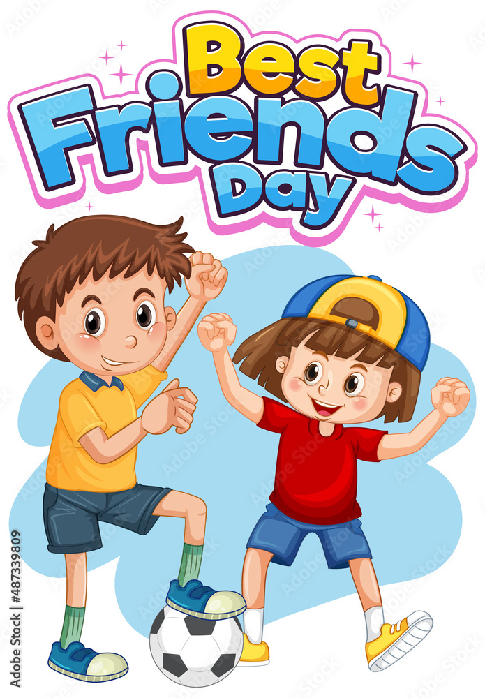 Best Friends Day font with children playing football Best Friends Day font with children playing football