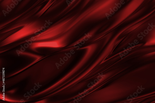 abstract soft dark red dynamic waves elegant shiny luxury fabric silk gradient texture on dark red.