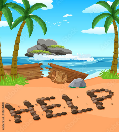 Help sign on the beach