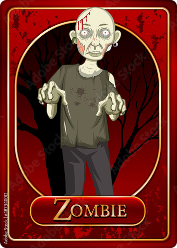 Zombie character game card template