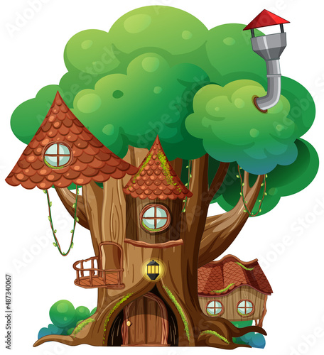 Fantasy tree house inside tree trunk