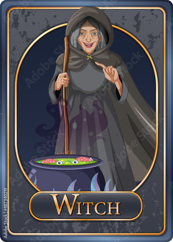 Old witch character game card template