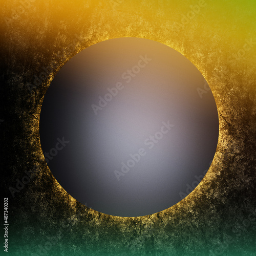 Canvas Print black circle with yellow backlighting