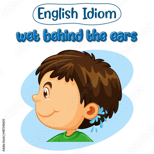 English idiom with picture description for wet behind the ears