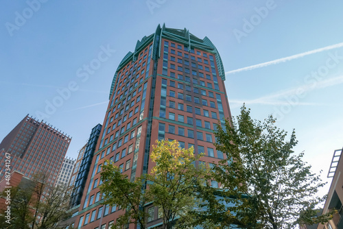 View from the tour boat on the Zurich Tower in the Muzenstraat in The Hague