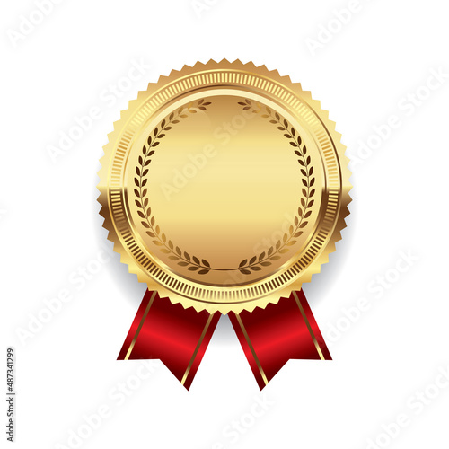 Blank gold medal template illustration photo