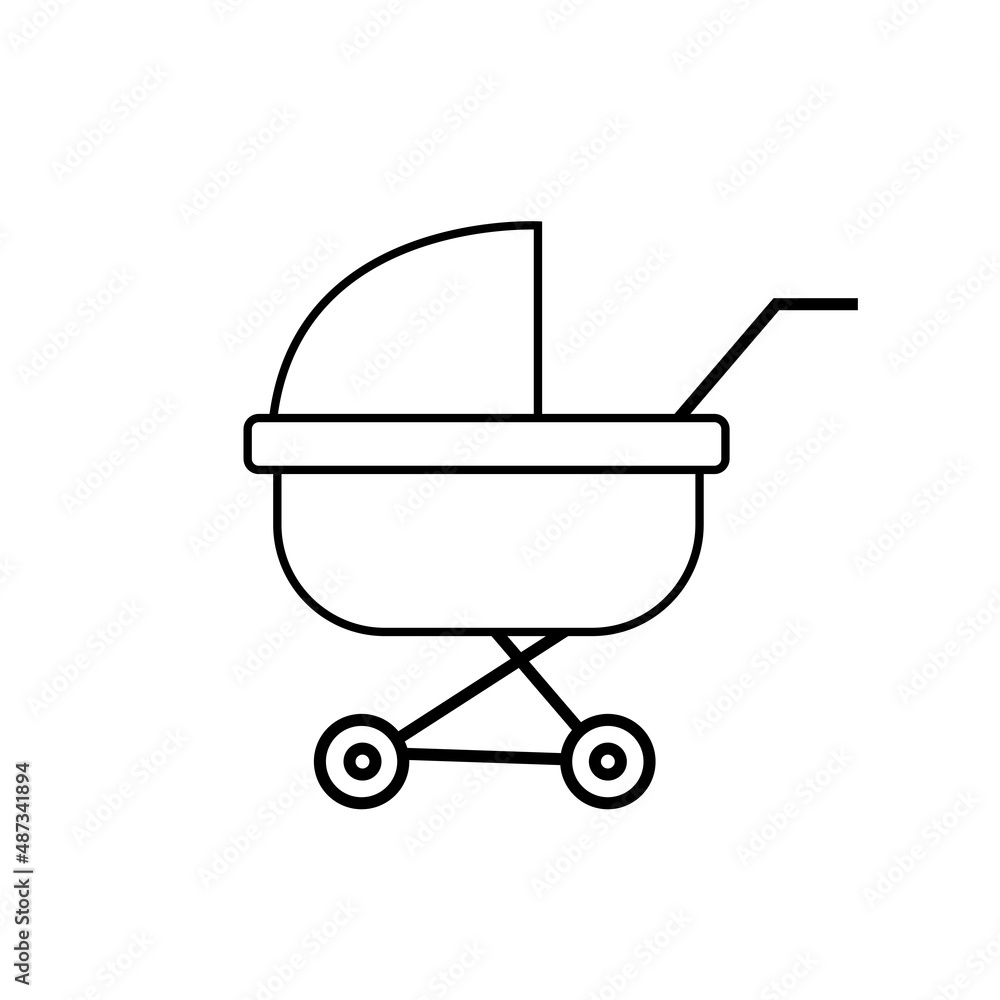 Baby stroller lineal color icon. simple design editable Baby stroller lineal color icon. simple design editable