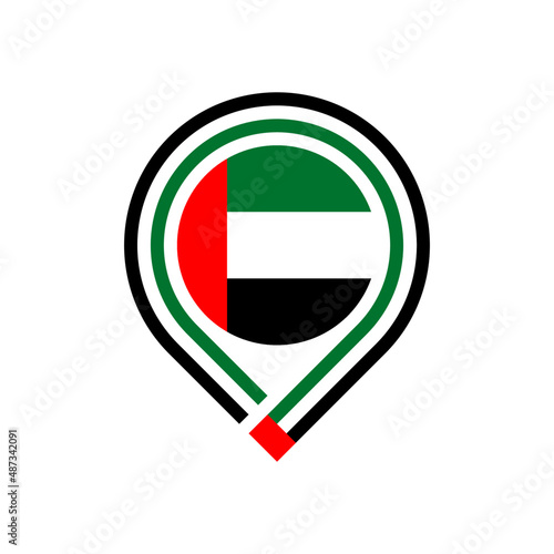 uae flag map pin icon. isolated on white background