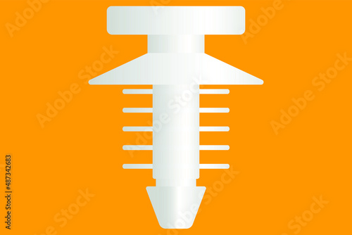 white plug expansion anchor on yellow background 