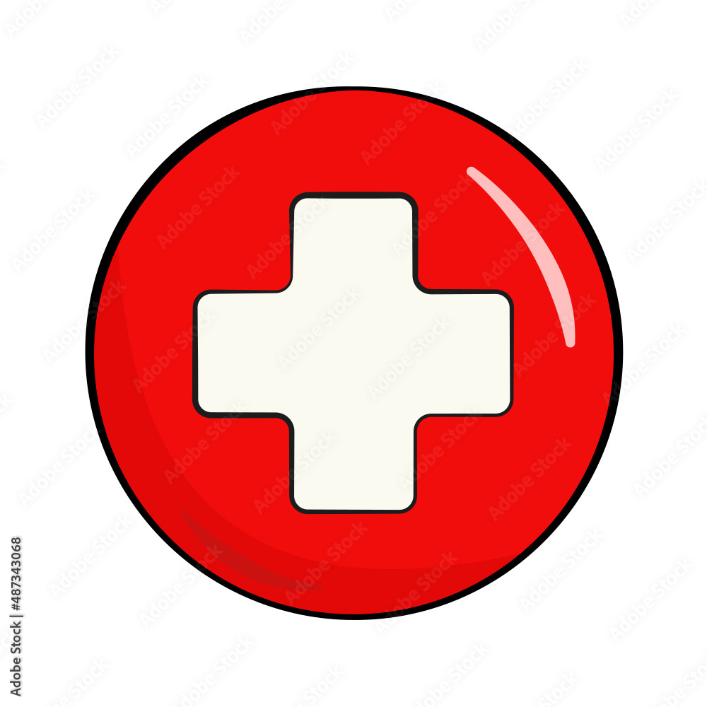 First aid medical sign. Isolated. Circle. Vector. Cartoon First aid medical sign. Isolated. Circle. Vector. Cartoon