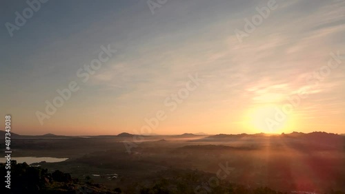 Wallpaper Mural Picturesque aerial view of scenic landscape during golden sunset at horizon in India Torontodigital.ca