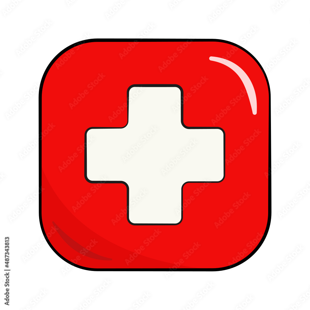 First aid medical sign. Isolated. Square. Vector. Cartoon First aid medical sign. Isolated. Square. Vector. Cartoon