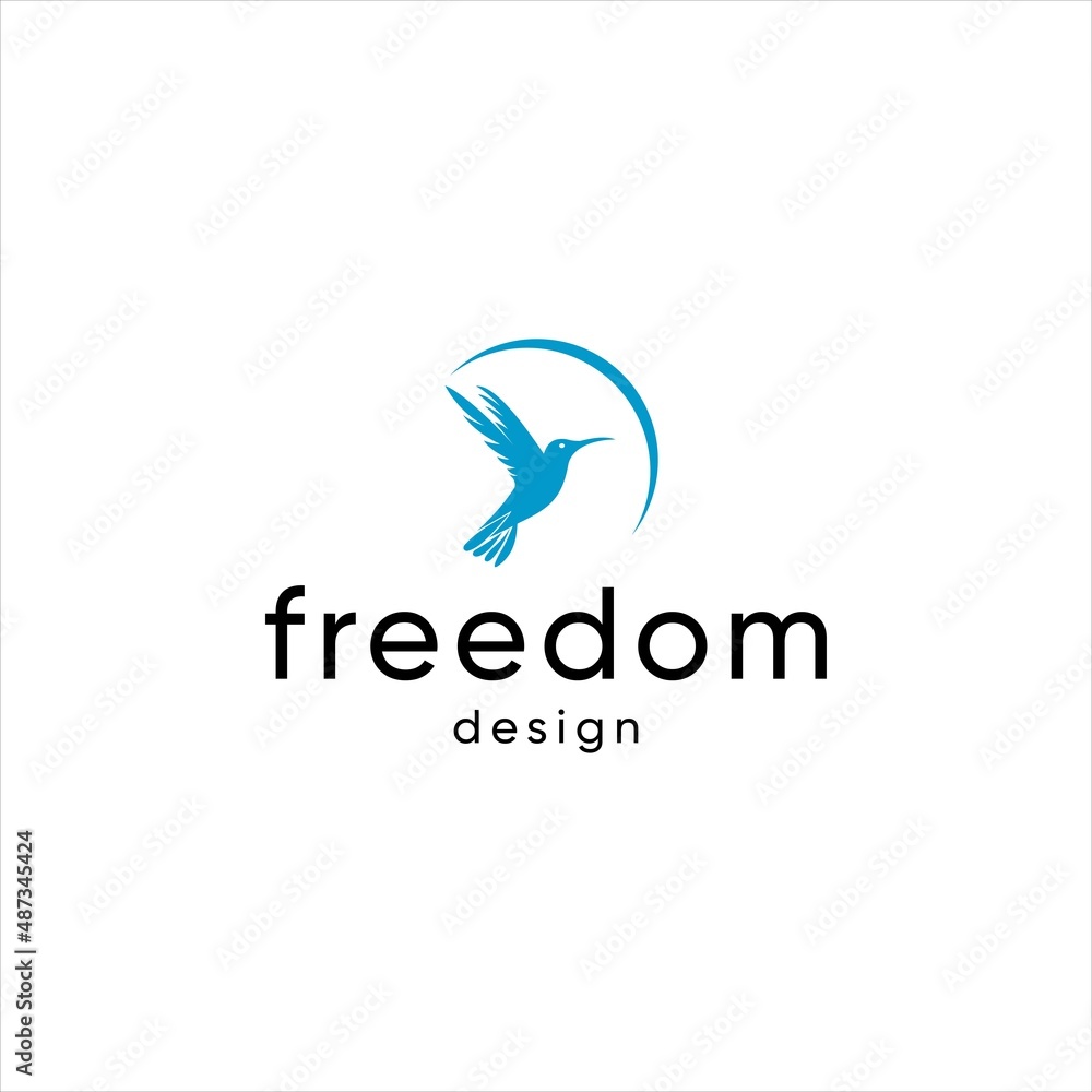 creative freedom logo with bird flying in the sky vector