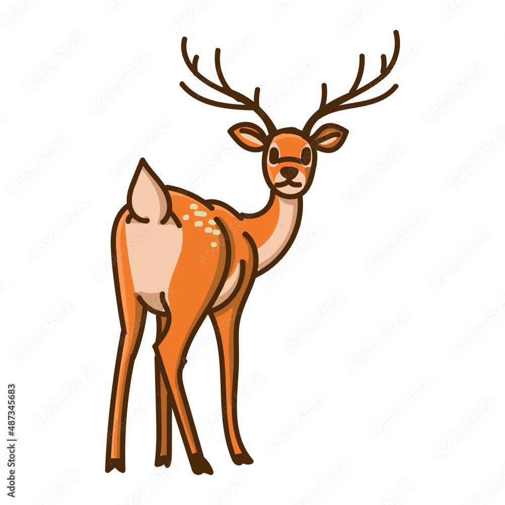 Hand drawn deer cartoon character illustration Animal. Hand drawn deer cartoon character illustration Animal.